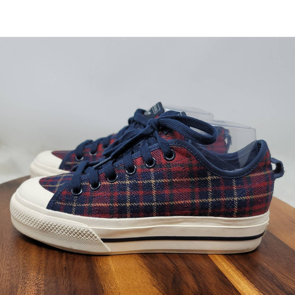 adidas Shoes - adidas Nizza RF Platform Red Plaid Sneakers 8.5